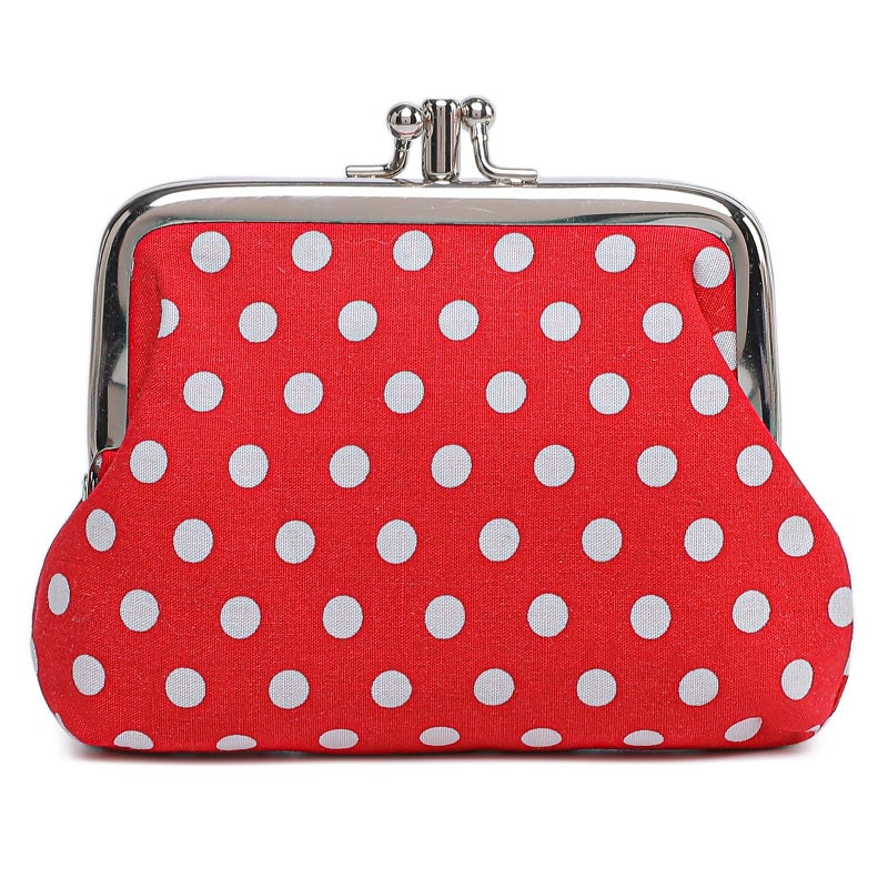 Sanxiner Cute Polka Dot Buckle Coin Purses Vintage Pouch Kiss-lock Change Purse Wallets - Image 1